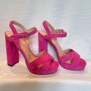Magenta suede-like disco heels, EU 38